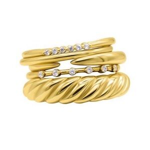 Adornia 14k Gold Plated Set of 5 Stacking bands - Size 5/6